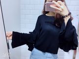 Floral Sleeve Women Fashion Ribbed Knitwear