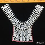 35*30cm Colored Geometric Y Shape Collar Lace Neckline New Design Cotton Lace Customized Hm2041