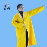Yellow Hooded PVC/Polyester/PVC Long Raincoat