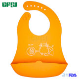 Orange Cattle FDA/LFGB Quick Dry Baby Products Silicone Bib with Catcher