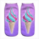 Ice Cream&Leaves Cuty Design Printed Low Sock