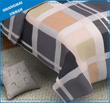Orange/Gray/Black Plaid Printed Polyester Bedsheet