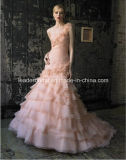 Mermaid Bridal Gowns Pink Organza Color Accent Wedding Dress Lb173