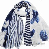 Lady's Stripe&Flourish Joint Printing Viscose Scarf (HWBPS023)