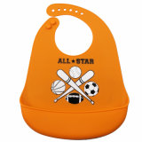 Orange Sport-Style BPA Free Wipe-off Silicone Baby Bibs for Boy