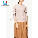 Fashionable Pink Knitted Pullover Sweater for Women