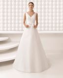 Custom Make Simple V Neck Pleat Organza Bridal Dress Wedding Gown
