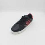 Women Footwear, Black PU Sneaker, Embroidery Casual Shoes