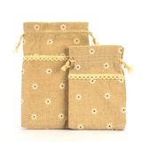 Wholesale Burlap Drawstring Gift Pouch Bag (1706)