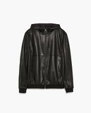 Back Color Leather PU Mens Jacket with Hood