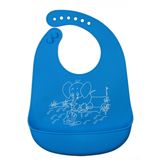 Blue Elephant Hygenic Anti-Bacteria FDA/LFGB Approval Baby Wear Silicone Bib with Catcher for Boy