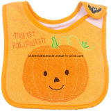 OEM Produce Customized Design Embroidered Cotton Terry Cartoon Halloween Baby Feeder Bib