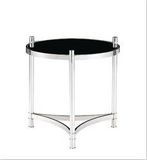 Round Stainless Steel Coffee Table with Black Toughenen Glass