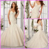 Lace Bridal Ball Gown Custom Cap Sleeves Tulle Mermaid Wedding Dress Bl5407