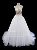 Aolanes Skin Color Tulle Black Wedding Dress