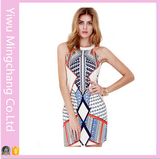 2016 European and American Fashion Round Neck Sleeveless Multicolor Printing Mini Skirt