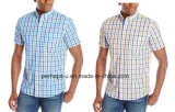 Custom Stripe Cotton Mens Short Sleeve Shirt