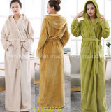 Wholesale and Customized Top Quality More Warmer Long Flannel Fleece Bathrobe for Home Hotel
