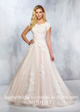 Lace Bridal Gowns Short Sleeves Satin Tulle Custom Wedding Dresses 2018 Ca4710