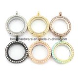 30mm Rhinestone Round Stainless Steel Floating Charm Pendant