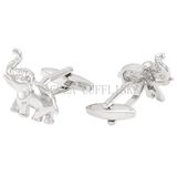 VAGULA   Funny Elephont Silver Plated Cuff Link Set