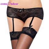 in Stock Plus Size Sexy Black Lace Ladies Panty Garter