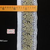 9cm Thick Straight Flower Embroidery Lace Ribbon for Bridal Veil Fabric Hme877