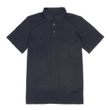 Men's Black Merino Wool Polo Shirt