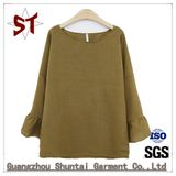 Leisure Clothing Ladies T-Shirt Round Neck with Zipper