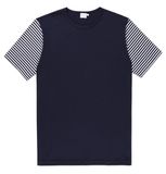 Men's Black Tshirt with Striped Sleeves