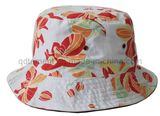 Flower Print Cotton Woven Plain Cloth Leisure Bucket Hat (TRBH14002)