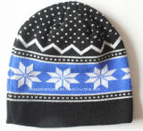 Custom Made Logo Acrylic Jacquard Knit Winter Sports Snow Daily Wool Beanie