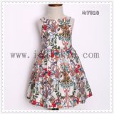 2017 Fashion Floral Pattern Girls Summer Dress Children Clothing