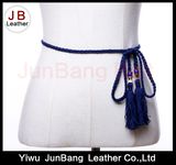 Microfiber Braided Belt with Tassel for Women Dress