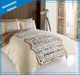 Brown Slogan Theme Polyester Duvet Cover Bedding Set