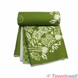 Green Printed Microfiber Waffle Beach Towel