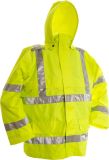 Customize High Visibility Neo Green Polyester Raincoat