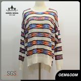Women Oversized Side Slit Hi-Lo Hem Striped Sweater