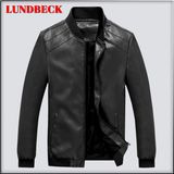 Simple Black PU Jacket for Men Winter Clothes