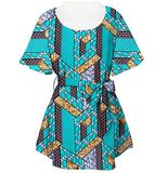 Dashiki African Wax Attire Designs Cotton Women Blouse Clothing