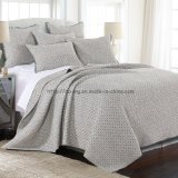 Cotton Print Bedding Set with Fringe in Grey (DO6079)