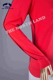 Ladies Cashmere Crew Neck Pullover with Side Lines
