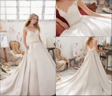 Satin Lace Bridal Ball Gowns Pocket Wedding Dress M8103