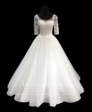 Aolanes Tulle Appliques Sleeve Floor Length Wedding Gown