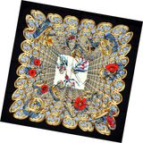 Lady Fashion Printed Square Silk Scarf (HC048-1)