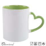 Outside White Inside Blue Sublimation Mug with Heart handle