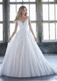 Lace Bridal Ball Gowns Long Sleeves V-Neck Plus Size Wedding Dresses B8403