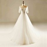 A Line Beading Beach Wedding Dress