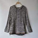 Melange Loop Gagt Knit Hoodie with Tassels