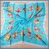 90*90cm Square Vintage Elegant Ladies Pattern Printing Scarves Beach Towels